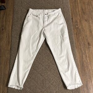 White Frayed Hem Jeans